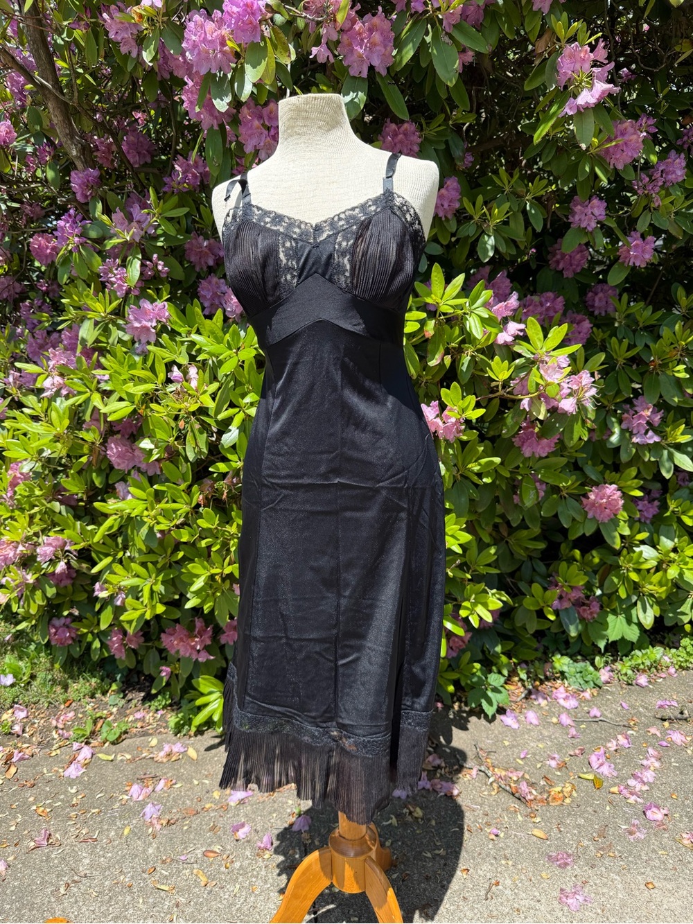 Vintage Black Lace Trim Slip - Classic Women's Intimates
